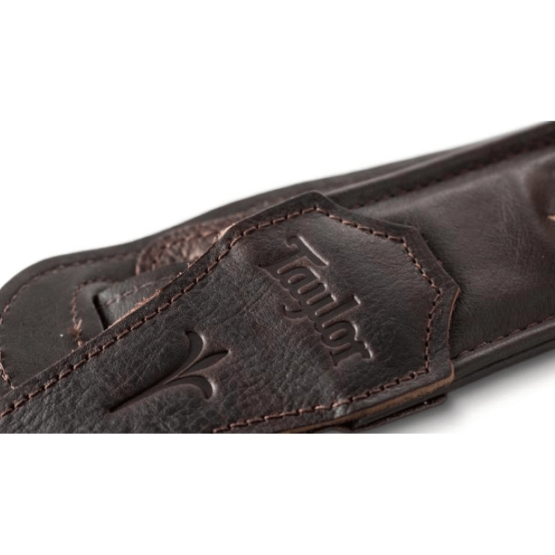 Taylor Spring Vine 2.5" Embroidered Leather Guitar Strap - Chocolate Brown