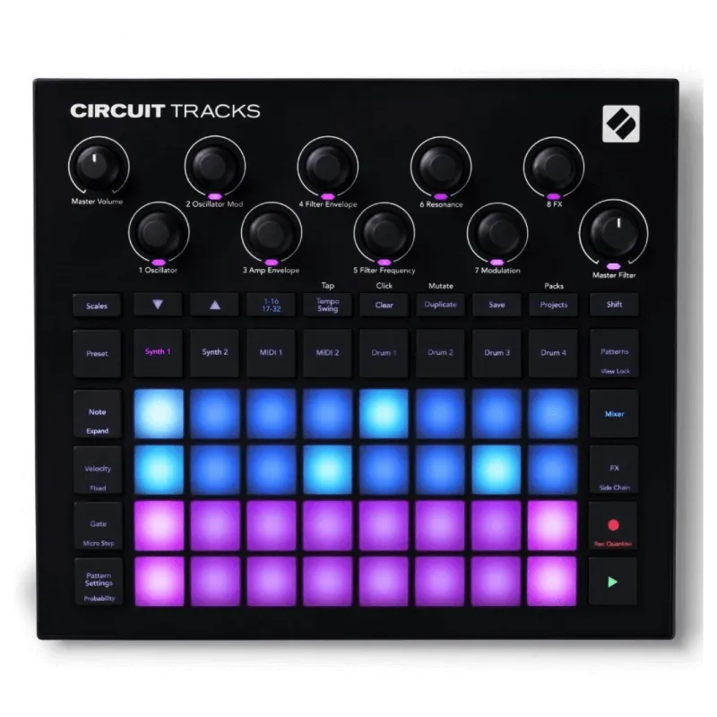 Novation Circuit Tracks Groovebox con 2 Tracce Synth Polifoniche, 4 di Batteria ed Effetti