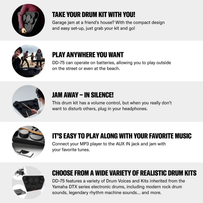 Yamaha DD75 Batteria con 8 Pad Dinamici