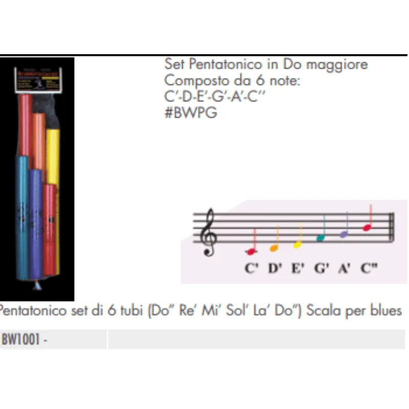 Boomwhackers ABW555  Set 6 note Pentatonico  Do1-Do2   BW1001