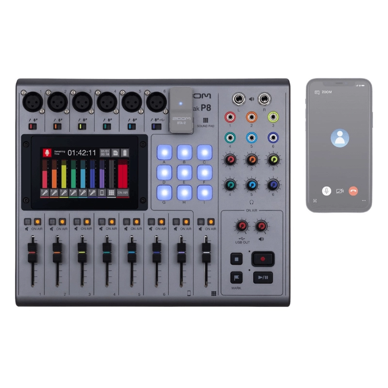 Zoom PodTrak P8 Studio Portatile per la Produzione di Podcast 8 Canali