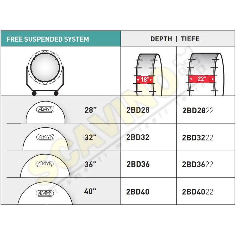 ADAMS 2BDIIF28 Grancassa 28X18" Sospesa