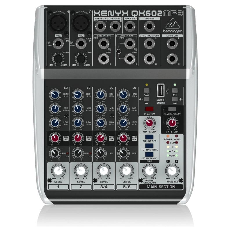 Behringer Xenyx QX602 MP3 Mixer 6 Ingressi con Preamplificatori Xenyx Lettore MP3 e Multieffetti