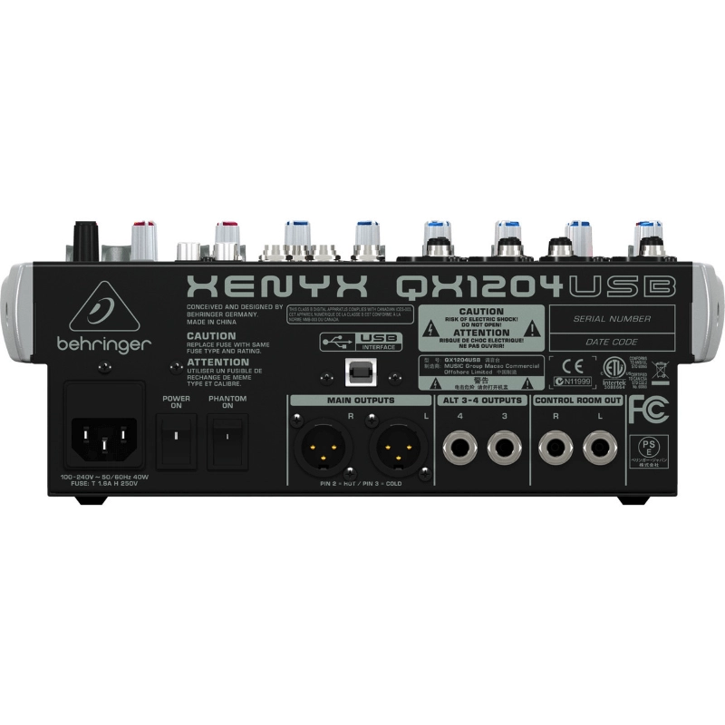 Behringer Xenyx QX1204USB Mixer Passivo 12 Ingressi con Interfaccia Audio USB ed Effetti