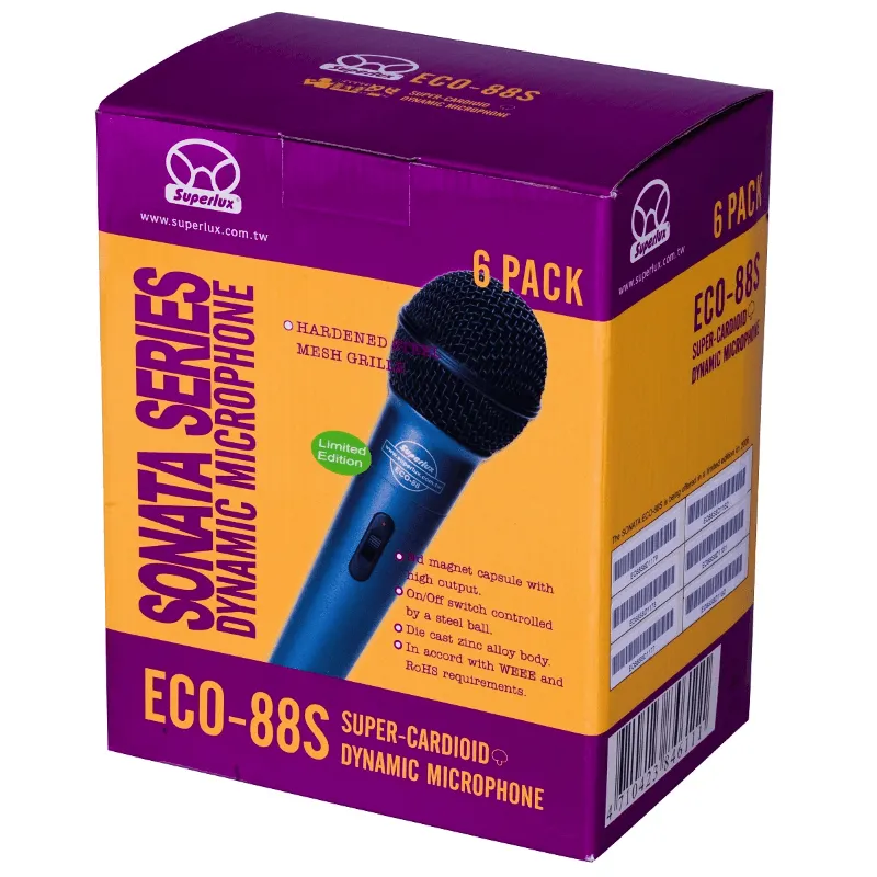 Superlux ECO88S Set di 6 Microfoni da Canto con Switch ON/OFF