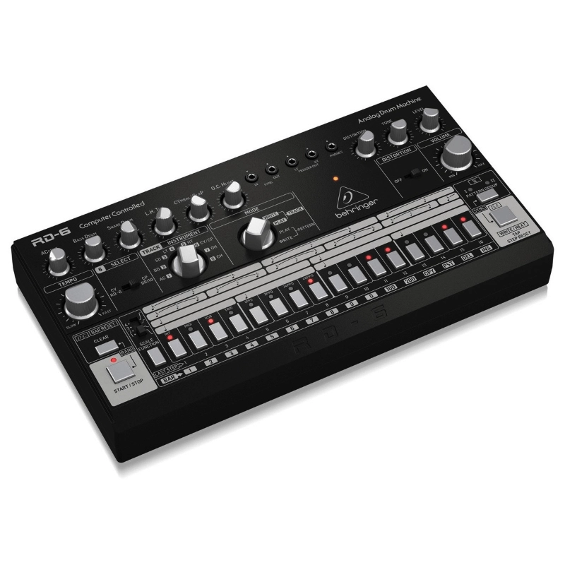 Behringer RD6 BK Drum Machine Analogica con 8 Suoni, Sequencer 16 Step ed Effetti di Distorsione Nera