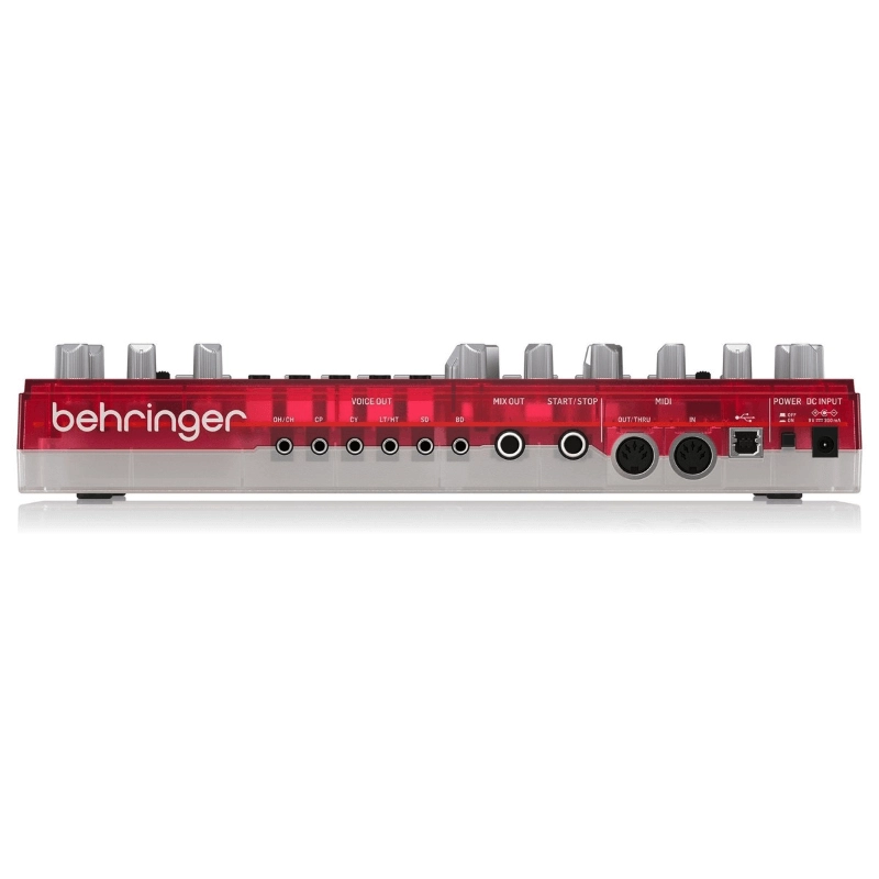Behringer RD6 SB Drum Machine Analogica con 8 Suoni, Sequencer 16 Step ed Effetti di Distorsione Rosso Traslucido