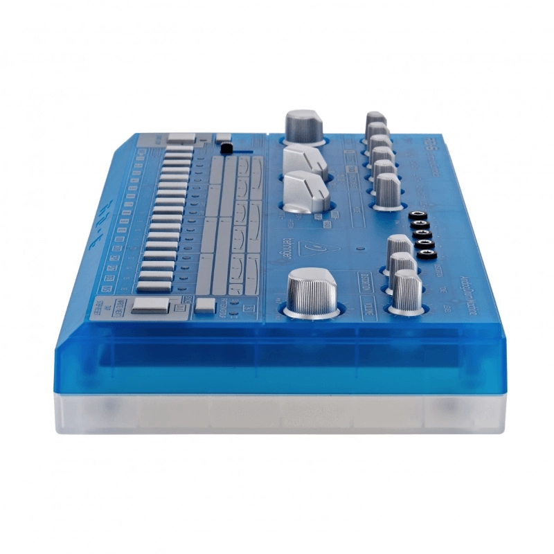 Behringer RD6 BB Drum Machine Analogica con 8 Suoni, Sequencer 16 Step ed Effetti di Distorsione Blu Traslucido