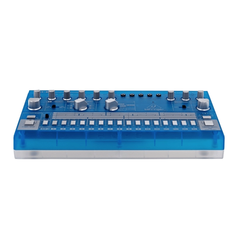 Behringer RD6 BB Drum Machine Analogica con 8 Suoni, Sequencer 16 Step ed Effetti di Distorsione Blu Traslucido