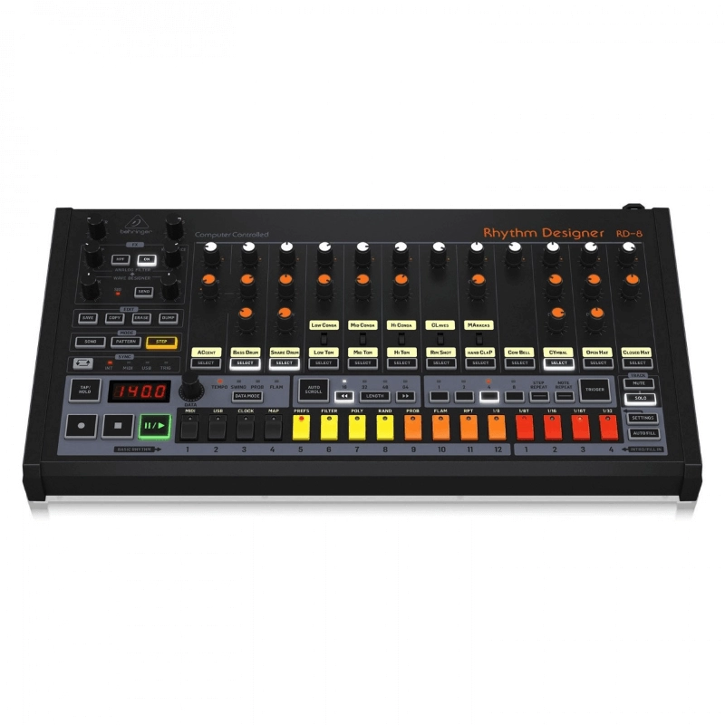 Behringer RD8 MKII Drum Machine Analogica 16 Suoni, Sequencer 64 Step, Wave Designer, Filtro Dual Mode