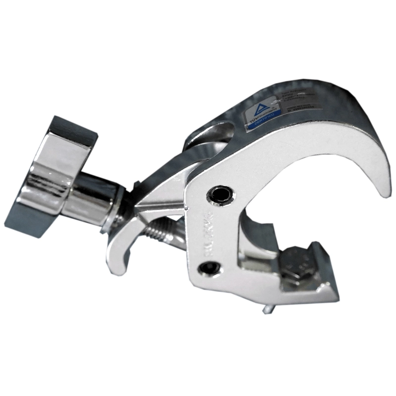 EXTREME CLAMP-G PRO GANCIO CERTIFICATO TUV GERMANIA CARICO 250KG PER TRUSS FARI ALISCAF AGGANCIO RAPIDO SU AMERICANA DA 48 A 51 MM IN ALLUMINIO