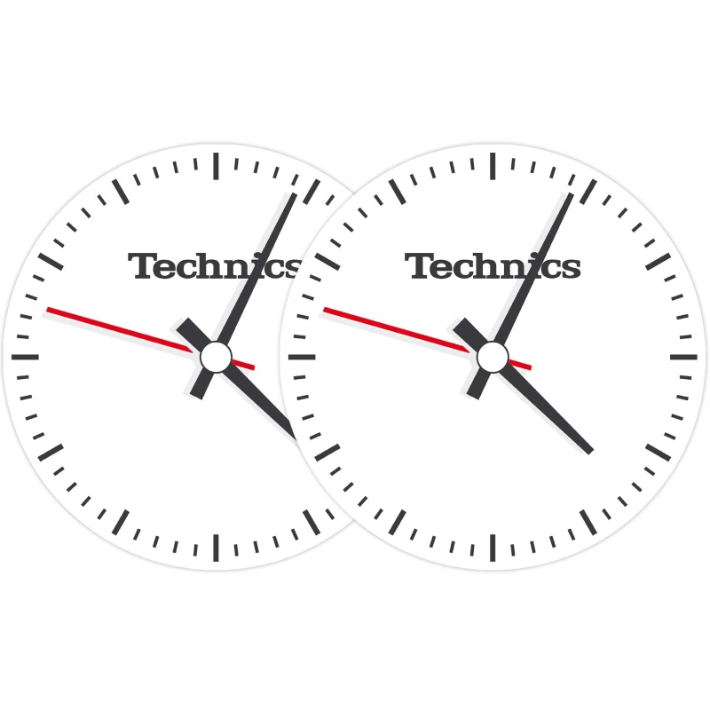 TECHNICS SLIPMATS TAPPETINI GIRADISCHI LOGO TECHNICS TIME - NERO E BIANCO COPPIA TAPPETINI
