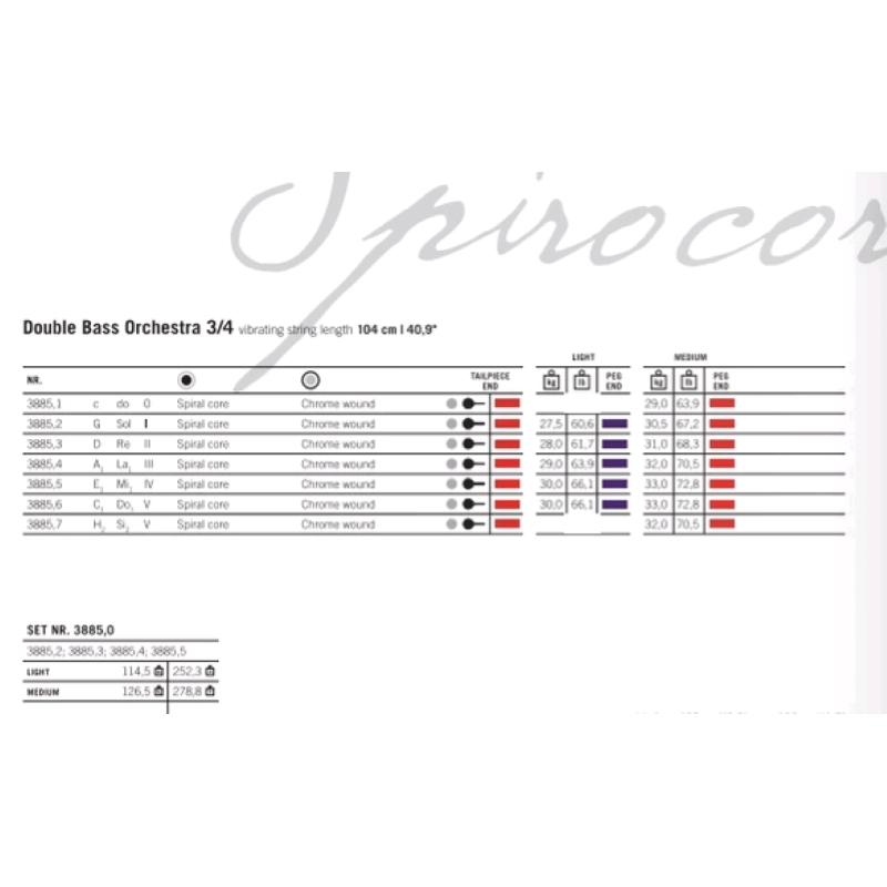 Thomastik 3885,0 SET Medium  Contrabbasso 3/4 Spirocore