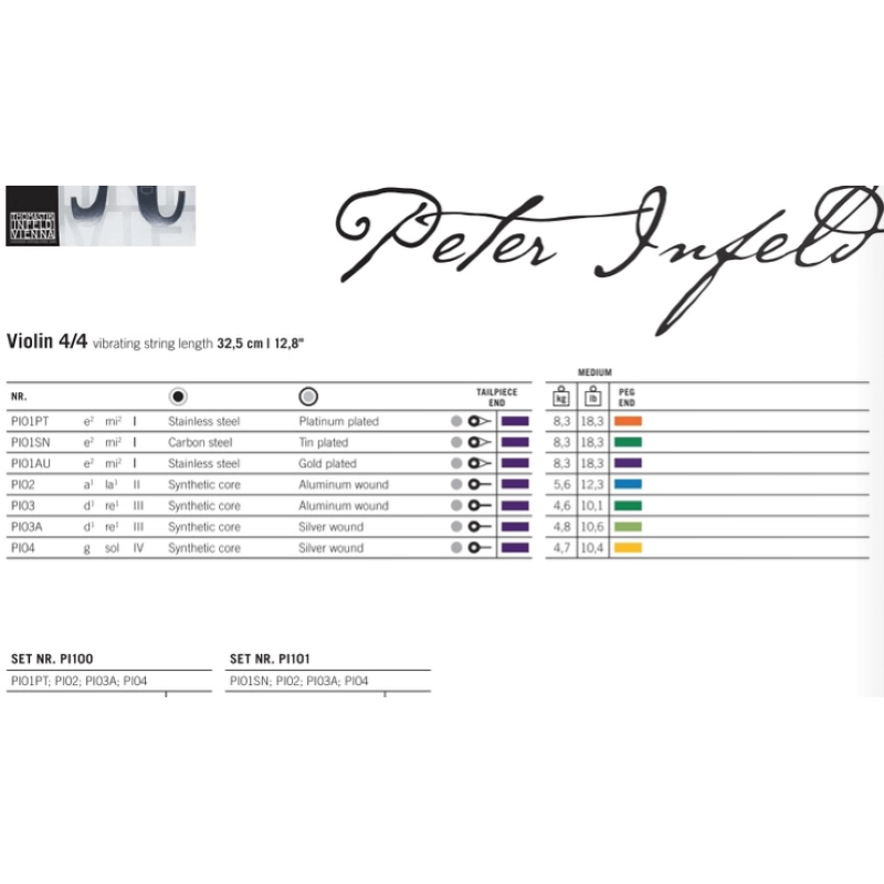 Thomastik PI100 Peter Infeld Set violino Medium con Mi Platino