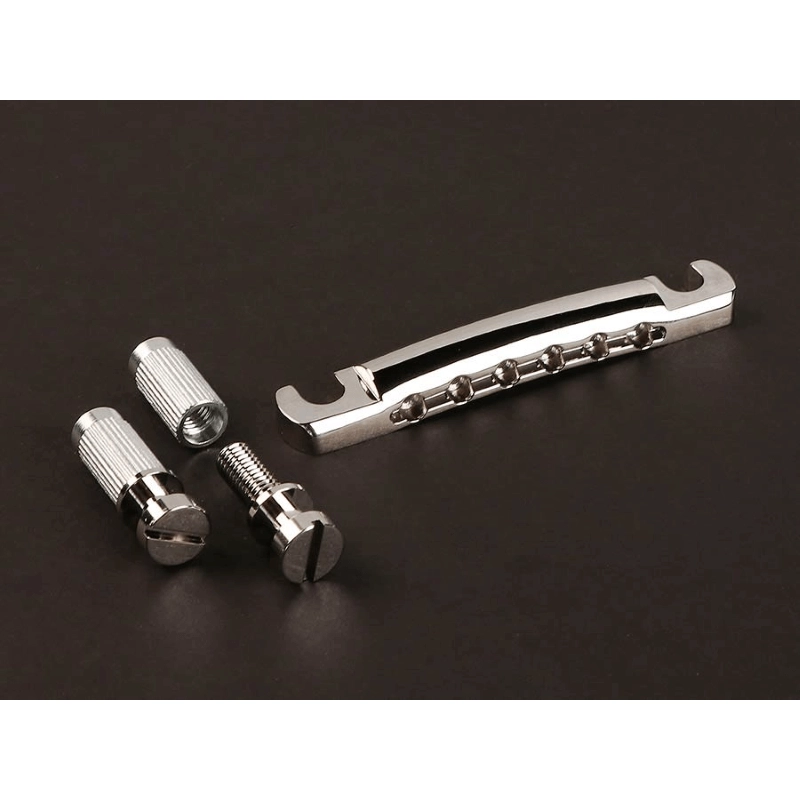 Gotoh GE101A-N Cordiera per chitarra, modello LP, con perni e tasselli, interasse 82mm, alluminio, nichel