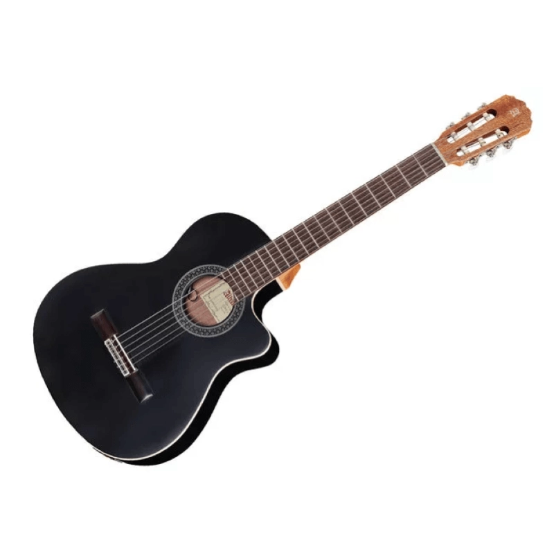 Alhambra 1C CWEZ Nera Chitarra classica Elettrificata Satinata Cutaway con borsa