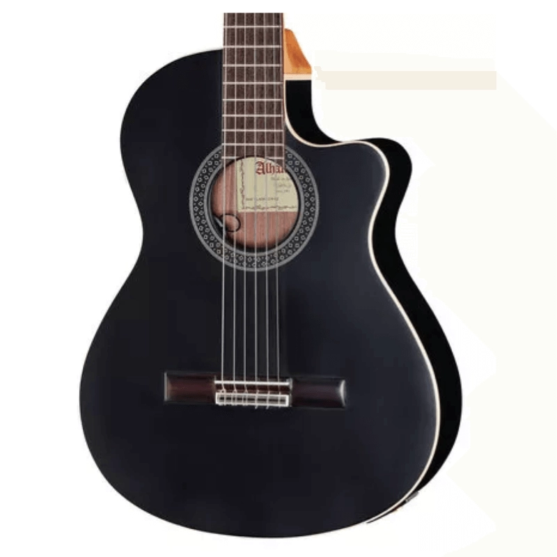 Alhambra 1C CWEZ Nera Chitarra classica Elettrificata Satinata Cutaway con borsa