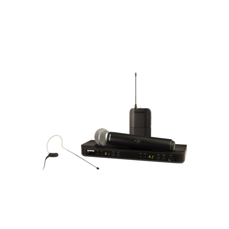 Shure BLX1288E MX53 Sistema wireless SM58 ed headset MX153 color chiaro (M17)