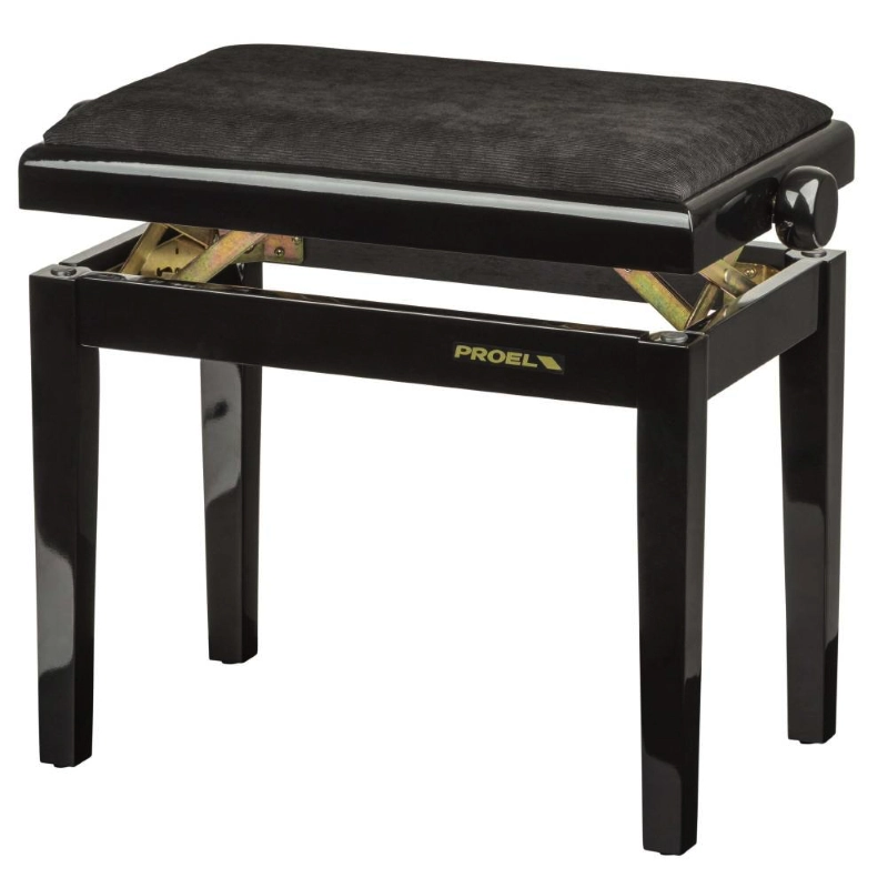Proel PB90VBBBK Panca per Pianoforte Nero Lucido Seduta in Velluto Nero