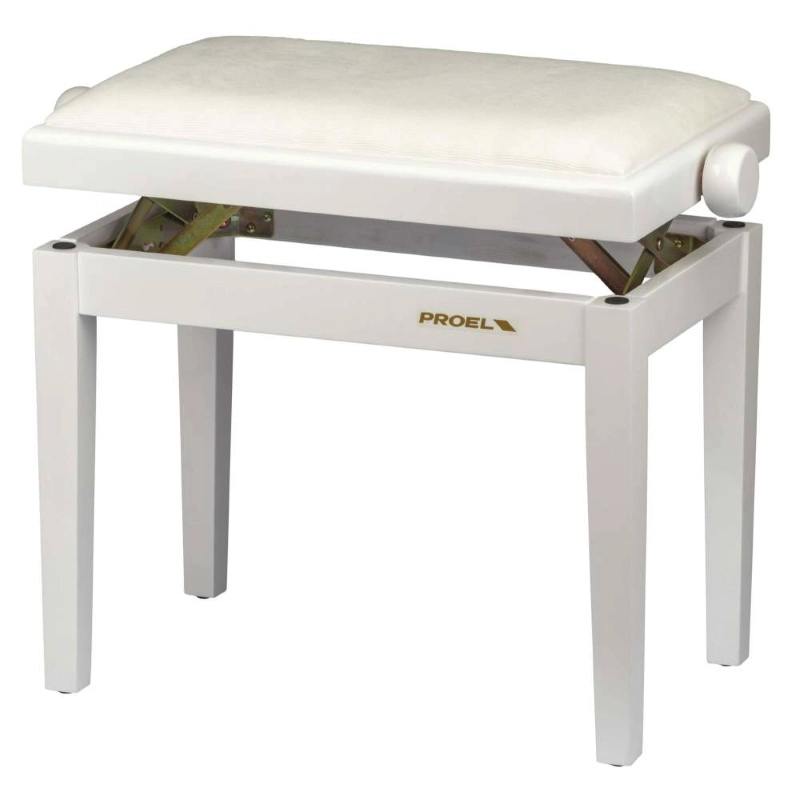 Proel PB90VBWWH Panca per Pianoforte Bianco Lucido Seduta in Velluto Bianco