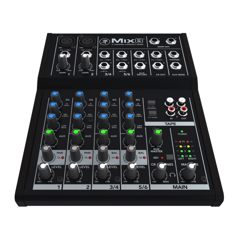 Mackie Mix 8 Mixer Compatto 6 Input on 2 Preamplificatori Microfonici