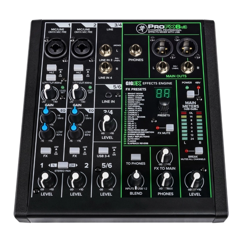 Mackie ProFX6v3 Mixer USB 6 Canali con Effetti Professionali