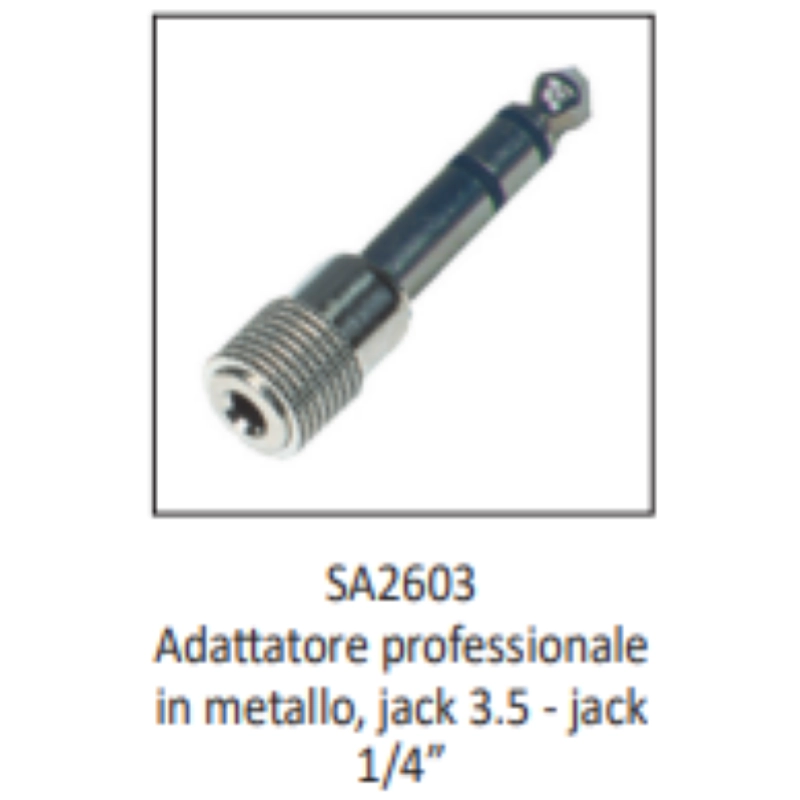 Adattatore SA2603 MiniJack3.5 F Stereo > Jack6.3 M Stereo - metallo