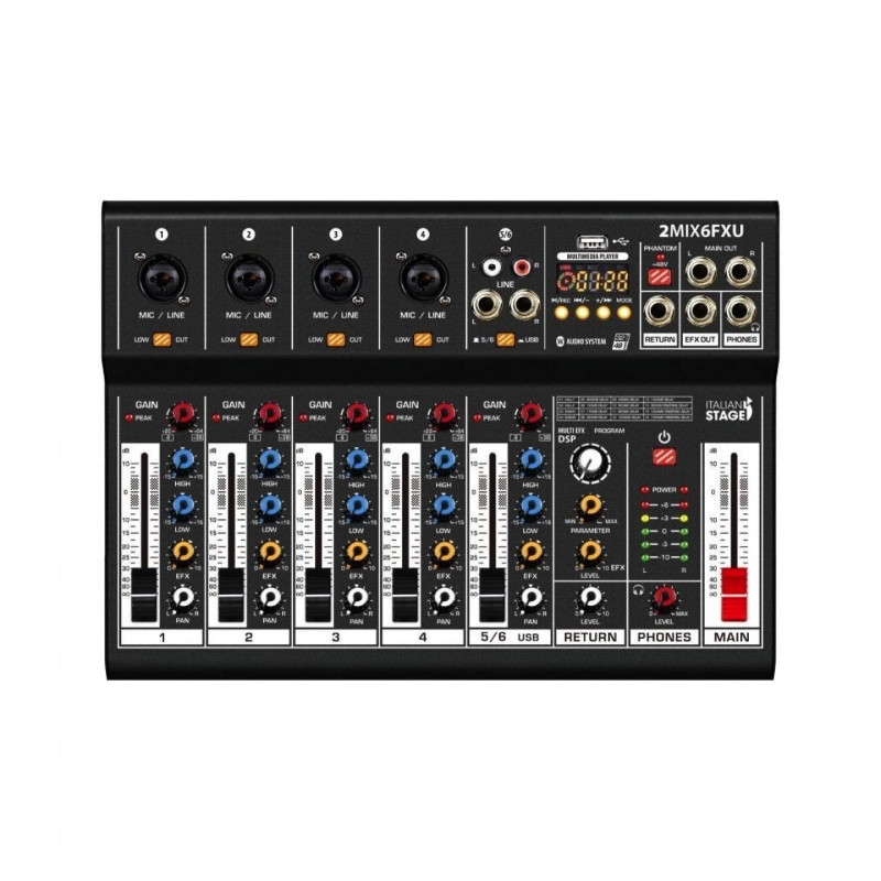 Italian Stage 2MIX6FXU Mixer Audio Stereo a 6 Canali con DSP Effetti