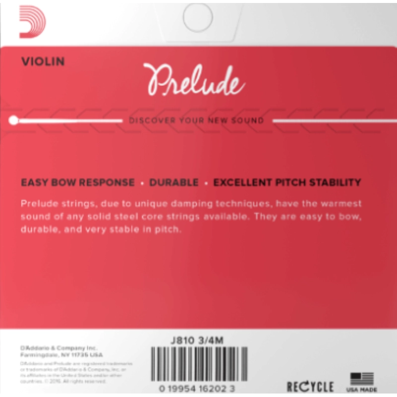 D'Addario Prelude J810M Set Corde Violino 3/4 Medium