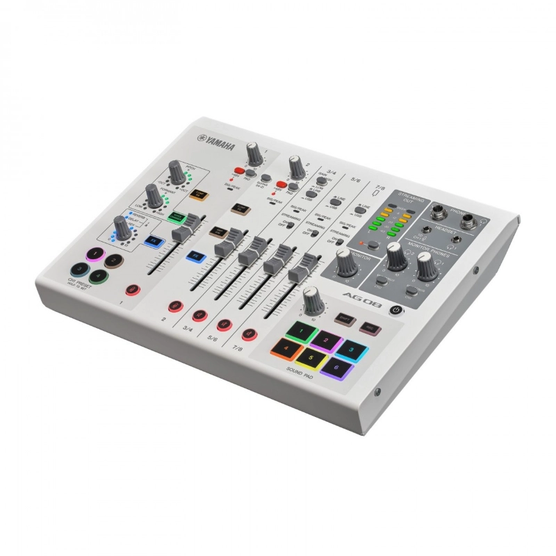 Yamaha AG08WH Mixer Mixer Live Streaming a 8 Canali con Interfaccia Audio USB Bianco