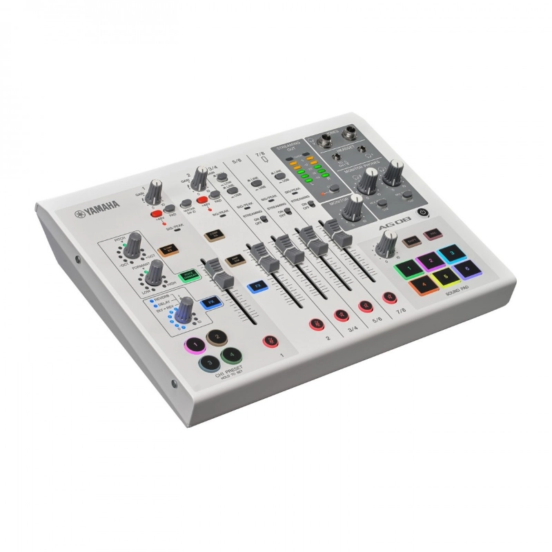 Yamaha AG08WH Mixer Mixer Live Streaming a 8 Canali con Interfaccia Audio USB Bianco