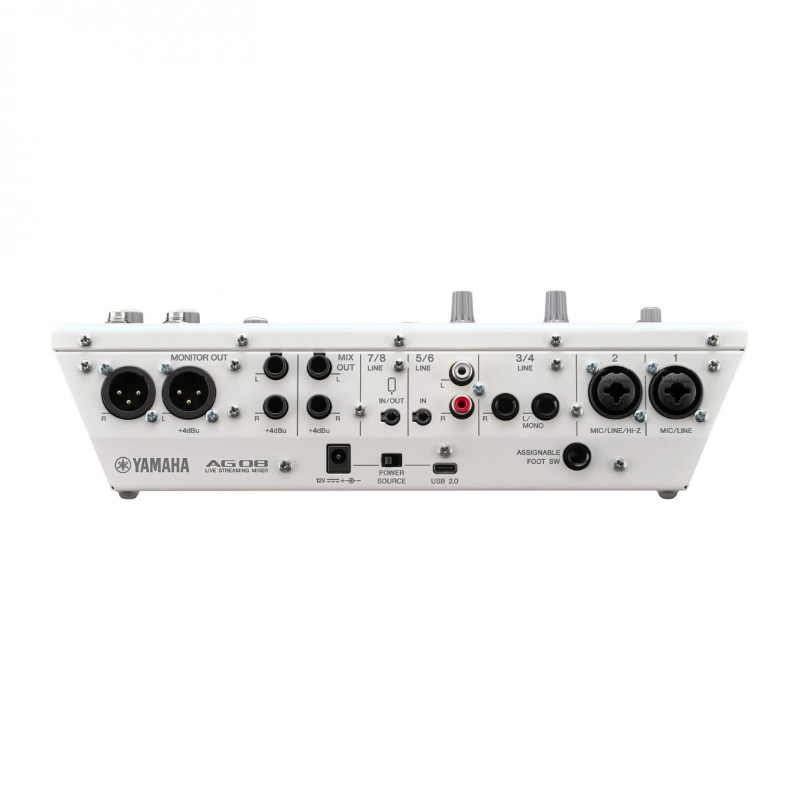 Yamaha AG08WH Mixer Mixer Live Streaming a 8 Canali con Interfaccia Audio USB Bianco