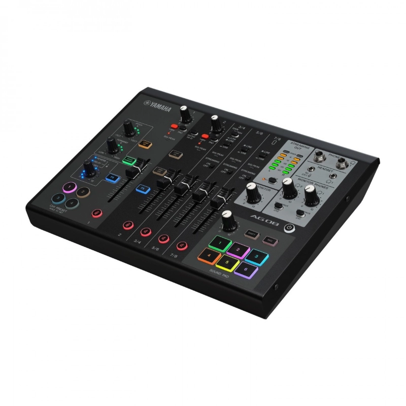 Yamaha AG08BL Mixer Mixer Live Streaming a 8 Canali con Interfaccia Audio USB Nero