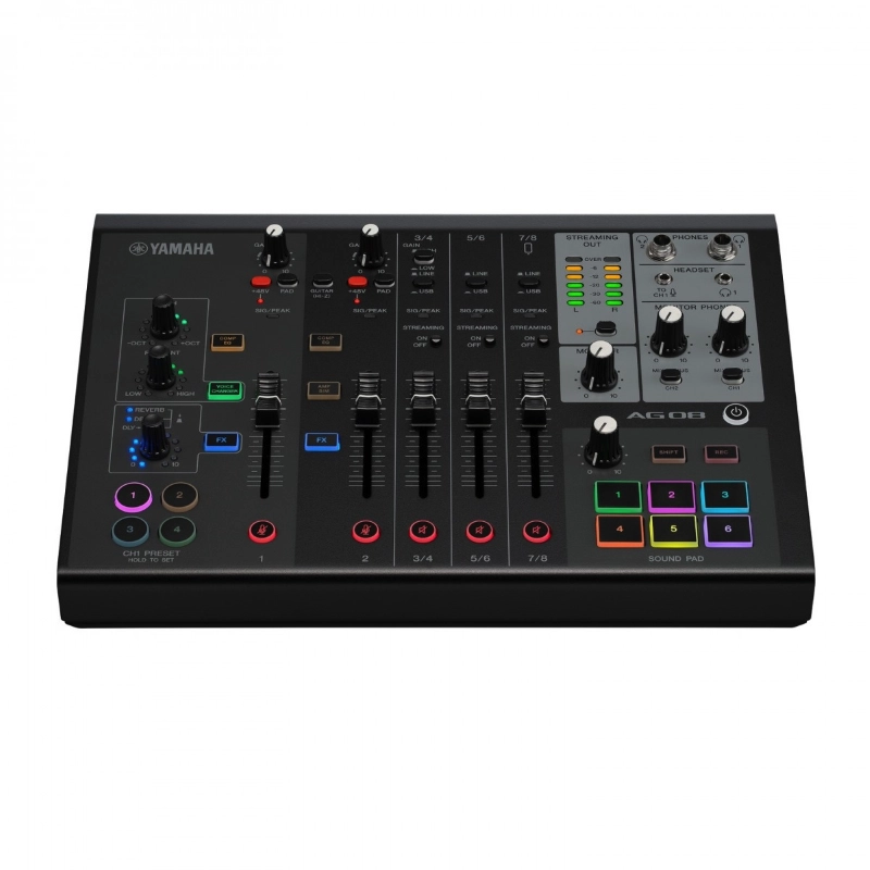 Yamaha AG08BL Mixer Mixer Live Streaming a 8 Canali con Interfaccia Audio USB Nero