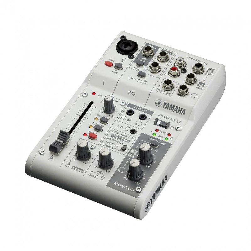 Yamaha AG03MKIIW Mixer Live Straming 3 Canali con Interfaccia Audio USB Bianco
