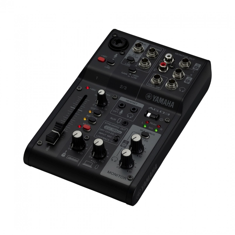 Yamaha AG03MKIIB Mixer Live Straming 3 Canali con Interfaccia Audio USB Nero
