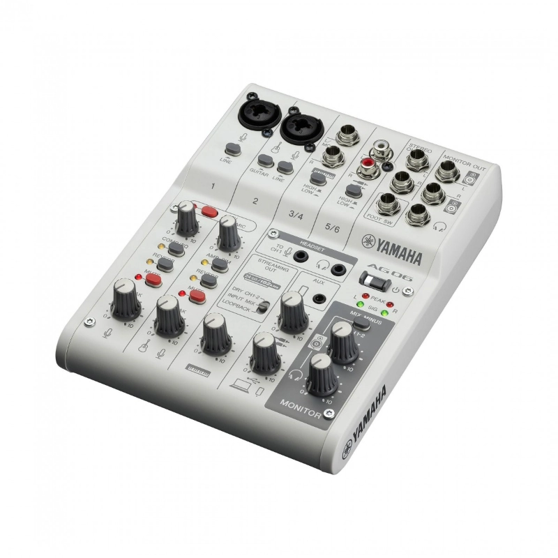 Yamaha AG06MKIIW Mixer Live Straming 6 Canali con Interfaccia Audio USB Bianco