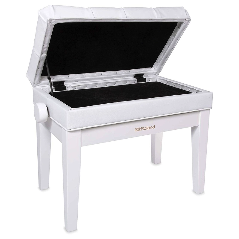 Roland RPB-500PW Panca Regolabile Seduta in Similpelle Imbottita con Cassetto Bianco Lucido