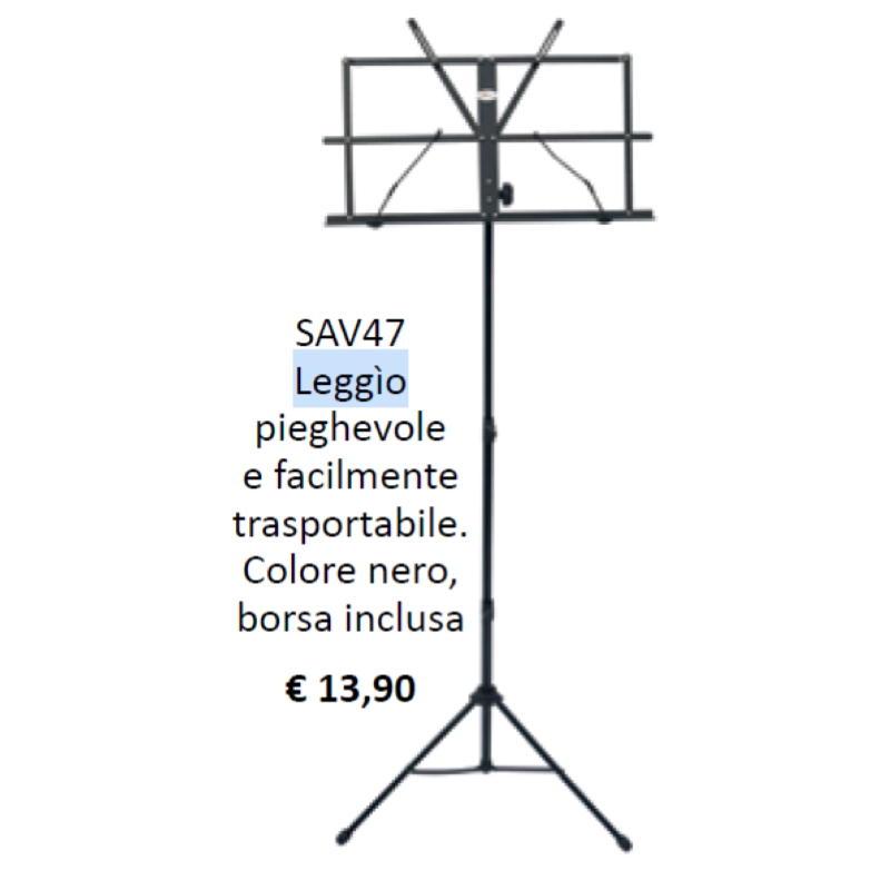 Leggio SAV47 pieghevole con borsa