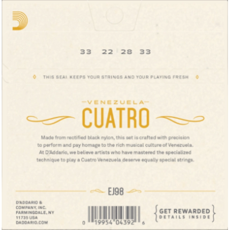 D'ADDARIO EJ98 CORDE PER CUATRO VENEZUELANO NYLON BK