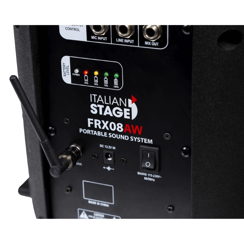 Italian Stage by Proel FRX08AW Diffusore Attivo 8" 60W a Batteria con Bluetooth e Media Player