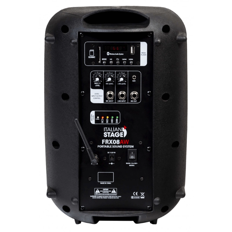 Italian Stage by Proel FRX08AW Diffusore Attivo 8" 60W a Batteria con Bluetooth e Media Player