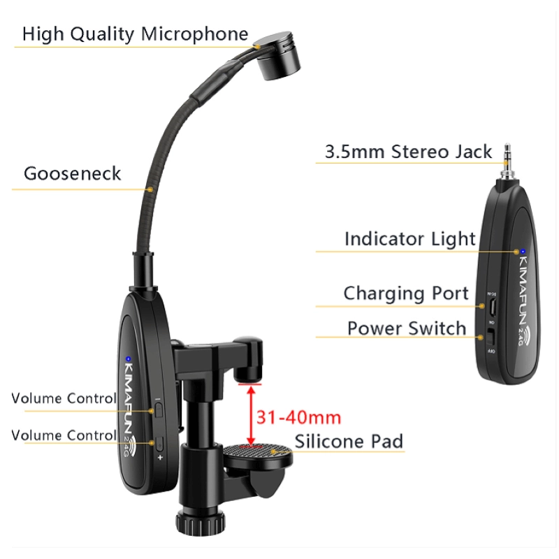 Kimafun KM CX220-3 Radiomicrofono violino/viola wireless