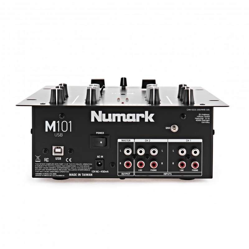 Numark M101 USB Black Mixer per DJ 2 Canali con Scheda Audio Nero