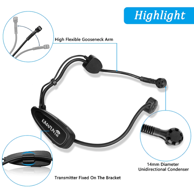Kimafun KM-G100-B Radiomicrono Headset per canto