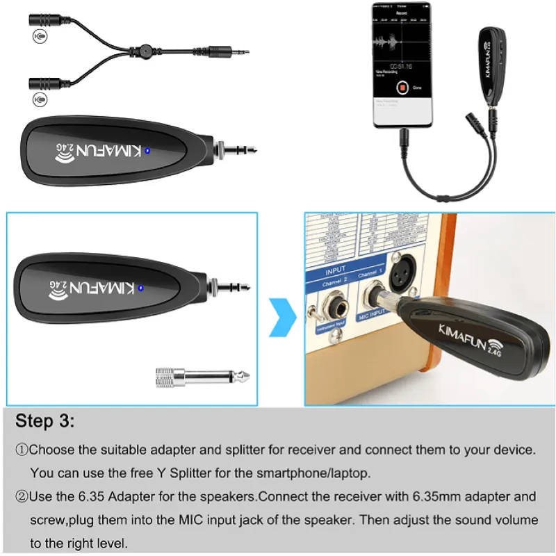 Kimafun KM CX220-3 Radiomicrofono violino/viola wireless
