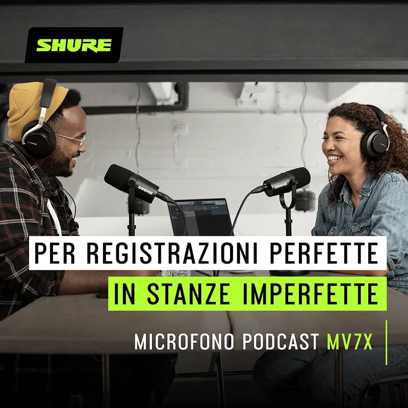 Shure MV7X Microfono per Podcast dinamico, cardioide, XLR