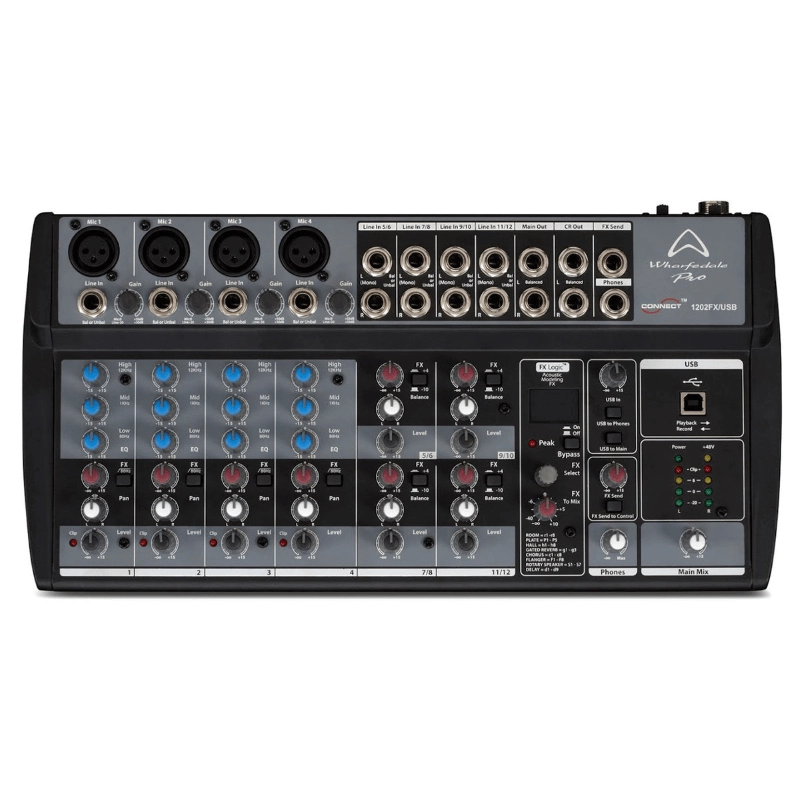 Wharfedale Connect 1202 FX USB Mixer audio a 12 canali con Multieffeto Integrato