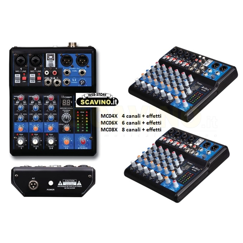 MPAudio MC04X mixer 4 canali con effetti