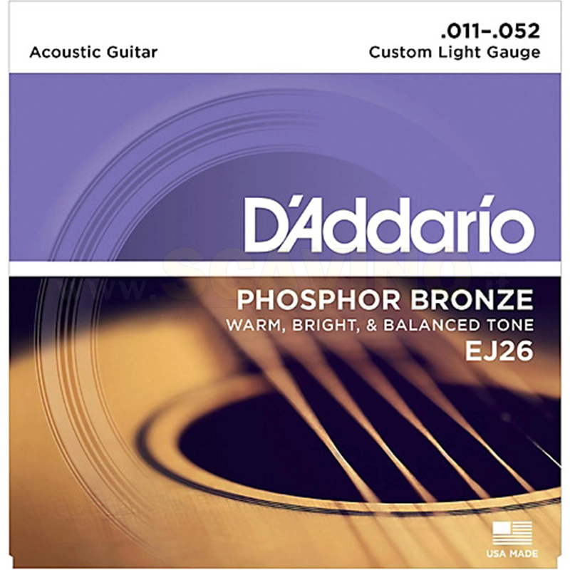 D'Addario EJ26 Set 11-52 Muta di Corde per Chitarra Folk